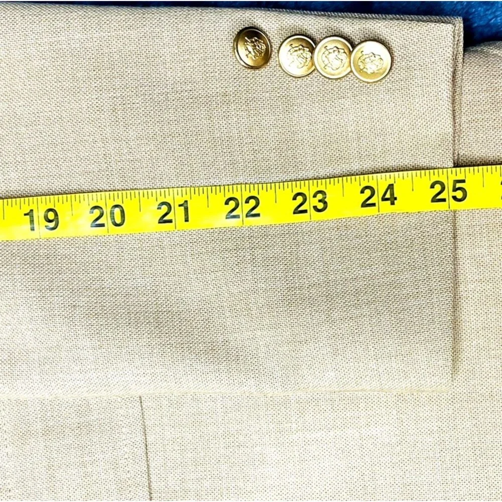 Chaps Ralph Lauren Vtg Sport Coat Hopsack 42 44 Silk Wool Tan USA Preppy Blazer